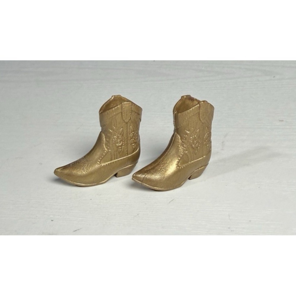 Barbie doll BRONZE ANKLE COWGIRL BOOTS FITS DOLLS WITH ARCHED FEET